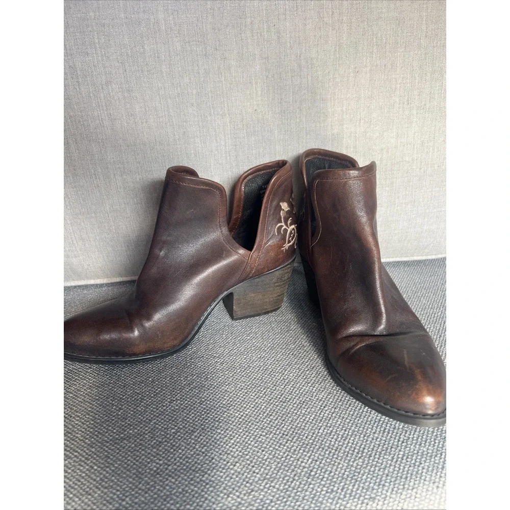 Musse & Cloud Ashila Ankle Boots Womens Size 7 EUR 38 Brown Leather Side Cutouts - Picture 4 of 11